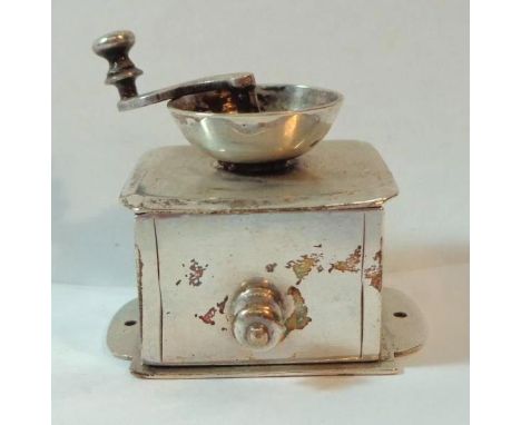 C18th Dutch Silver Miniature Coffee Grinder by Jan Borduur Amsterdam 1743, purchased Christies October 1974 Lot 155 