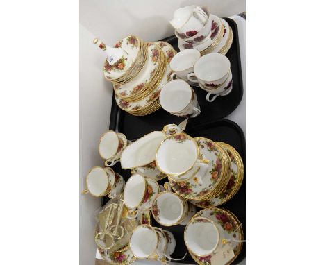 A Royal Albert ‘Old Country Roses’ pattern tea, coffee and dinner service, comprising six place settings, six tea cups, sauce