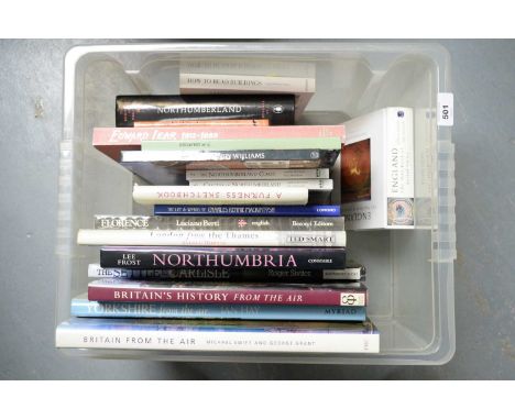 A selection of books, titles including: Northumberland, by Lee Frost; England: The Mini-Book of Aerial Views, by Adrian Warre