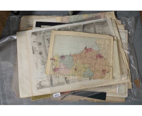 A selection of local interest maps and prints, including Durham, Northumberland and others, examples after Robert Morden, Ord