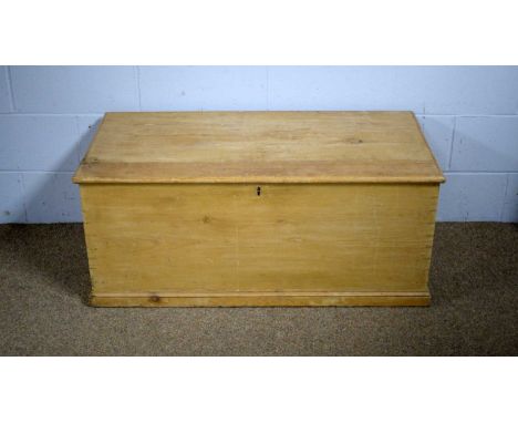 A vintage stripped pine two-handled blanket box, 108 x 52 x 47cms high.