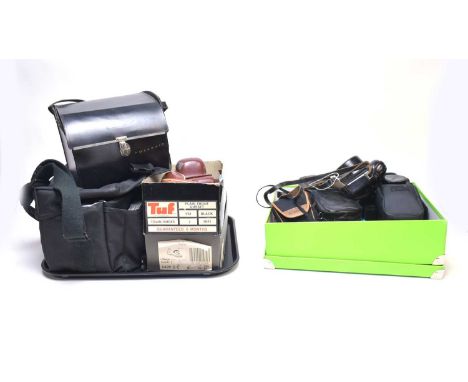 A selection of vintage cameras and camera accessories, including: Polaroid Colorpack 82 Land Camera, in case; Canon Sure Shot