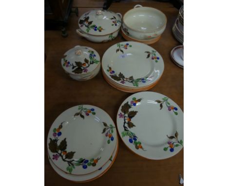 An Art Deco Wilkinson Pottery Honey glaze dinner serviceDecorated in pattern number 8808, comprising twelve dinner plates, si