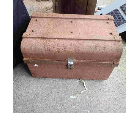An old tin travelling trunk