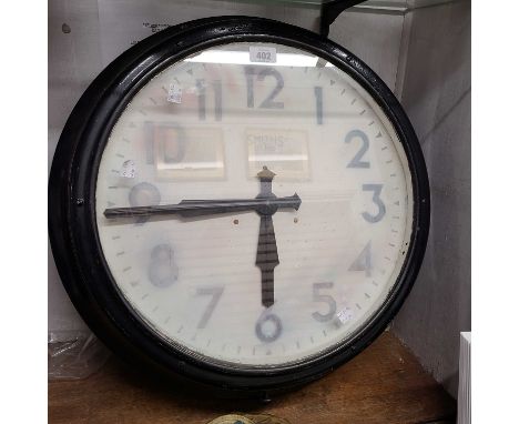 A 50cm diameter vintage painted metal cased dial wall timepiece with printed dial and Smiths Sectric electric movement - sold
