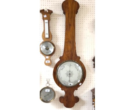 A 19th Century walnut banjo barometer case with printed dial - no works
