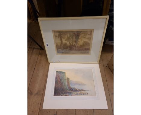 W.A. Pears: an unframed mounted watercolour entitled 'Robin Hood's Bay' - signed and inscribed verso - sold with a framed sig
