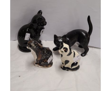 A SylvaC pottery black cat model - sold with two Babbacombe similar and another