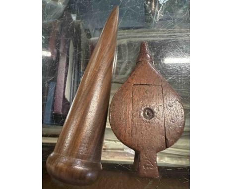 A 19th Century treen slide-top snuff box in the form of a pair of bellows with brass studded decoration - sold with antique t
