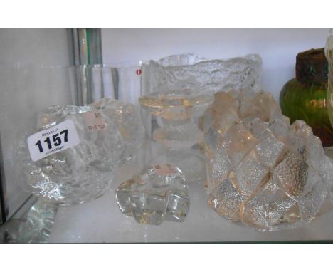 A quantity of glassware including Iittala vase candlestick, etc.