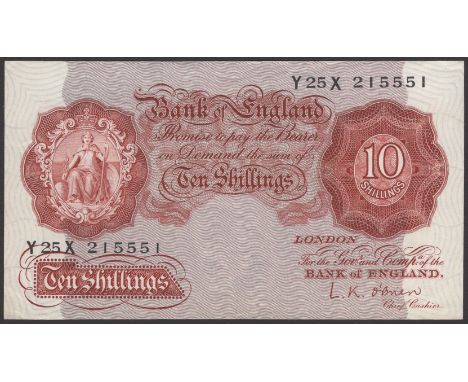 Bank of England, Leslie K. O’Brien, 10 Shillings, 21 November 1955, serial number Y25X 215551, a wonderfully fresh and crisp 