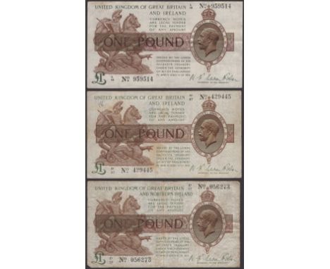 Treasury Series, Warren Fisher, £1, 30 September 1919, serial number L/14 989514, £1, 26 February 1923, serial number R1/57 4