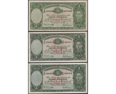 Commonwealth of Australia, £1 (6), ND (1942), prefixes K/81, P/77, H/15, H/26, H/51 and H/60, Armitage and McFarlane signatur