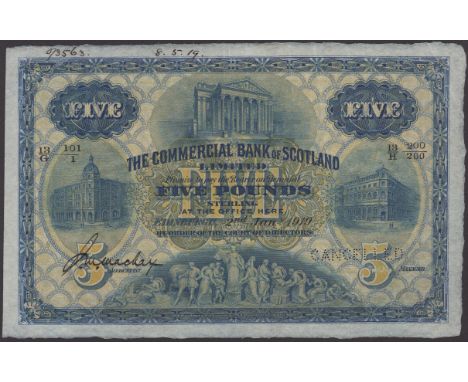 Commercial Bank of Scotland Limited, specimen £5, 2 January 1919, serial number 13/G 101/1- 13/H 200/200, Mackay signature at