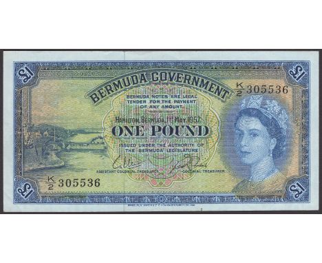 Bermuda Government, £1, 1 October 1966, serial number K/2 3055326, E. Lumsden and Davidson signatures, completely original wi