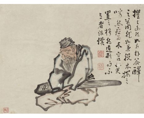   Huang Shen  Leporello-Album mit elf Darstellungen von Dichtern, Philosophen und Unsterblichen. Tusche und leichte Farben au