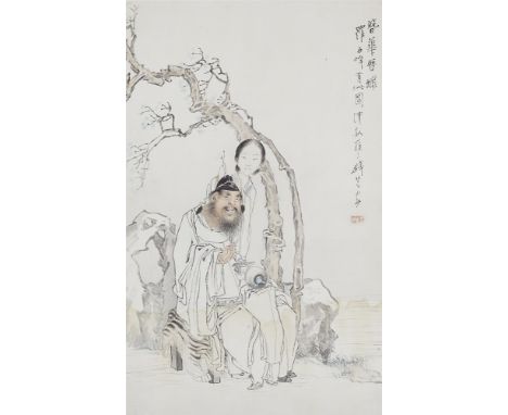   Qian Hui'an  Zhong Kui mit seiner Schwester. Tusche und leichte Farben auf Papier. Aufschrift, sign.: Qian Hui'an und Siege