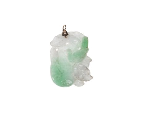 A jade pendant, the carved openwork pendant depicting a bird perched on a branch and foliage, length approx. 4.5cm 