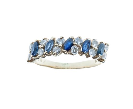  A COLLECTION OF RINGS, a diamond and sapphire ring,composed of three circular-cut graduated sapphires to a surround of singl