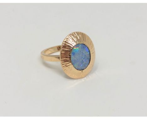 A 9ct gold opal ring, size N CONDITION REPORT: 4.4g