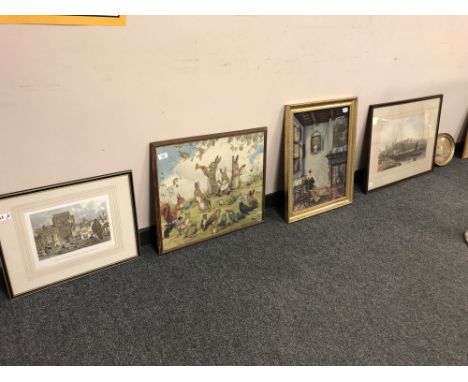 After Margaret Tarrant : Wandering Minstrels, chromolithograph, 44 cm x 53 cm, together with a hand-colured print depicting H