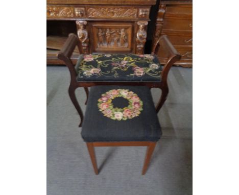 Two tapestry upholstered stools 