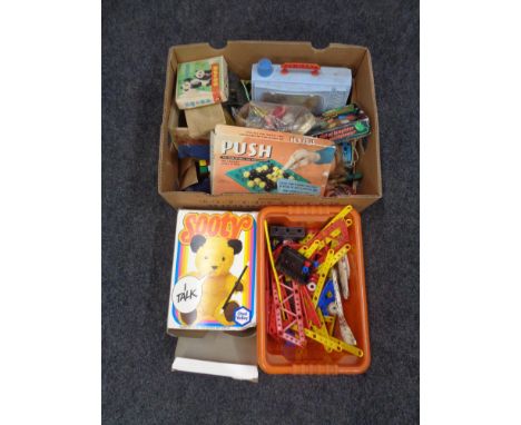 A box of 20th century toys - dolls, Chad Valley Sootie, etc 