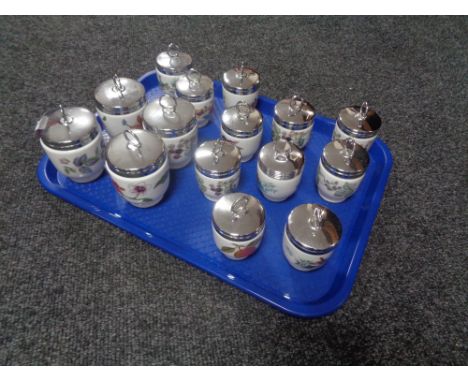 A tray of fifteen Royal Worcester egg coddlers 