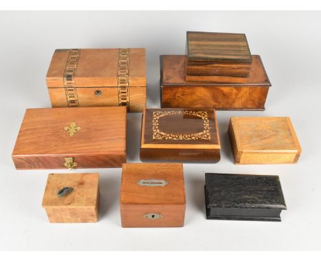 A Collection of Various Boxes to Comprise Tunbridge Ware Style Caddy (Some Condition Issues and Missing Inner Fittings), Ital