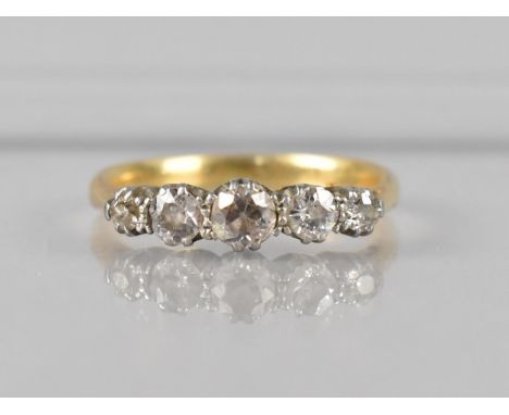 An 18ct Yellow Gold and Diamond Ring Set with Five Stones, 2.5g, Size K