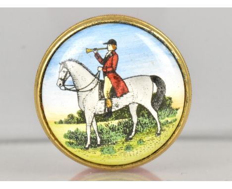 A Boxed Halcyon Days Enamel Box with Mounted Horseman Decoration to Lid, 3cm Diameter