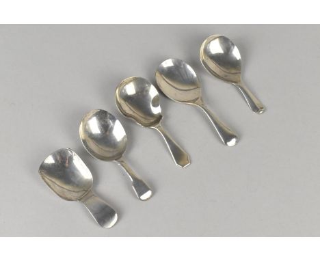 Five Various Silver Caddy Spoons to Include Georgian Example, 70g