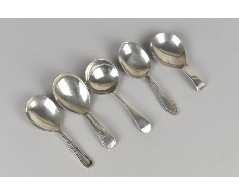 Five Various Silver Caddy Spoons of Plain Form, 80g