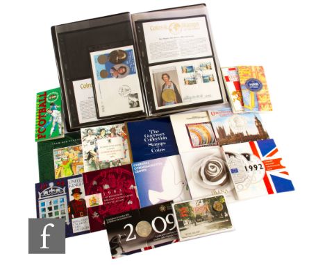 Elizabeth II - Various Royal Mint and others single two, five pound and multiple coin sets, assorted subjects, and an album o