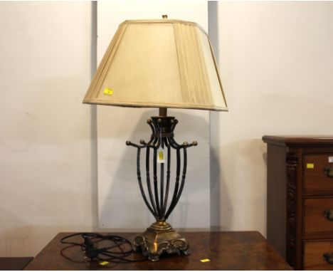 Metal table lamp with gold coloured shade, 64 cm high 