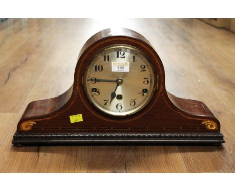 German inlaid mahogany mantel clock