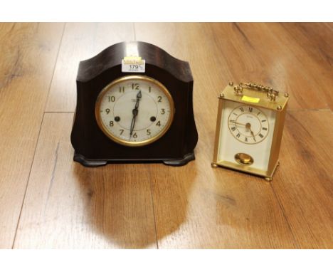 Small Smiths Enfield mantel clock and brass Actim carriage clock