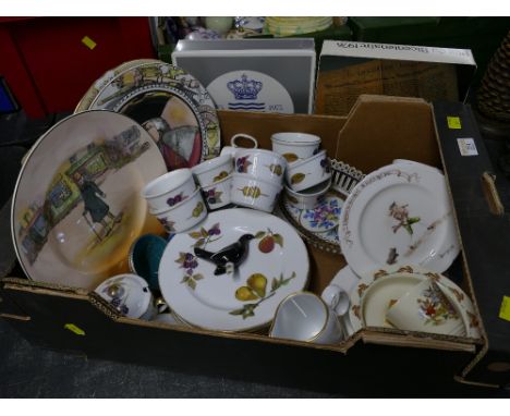 Decorative plates, Royal Worcester Evesham pattern ramekins, side plates etc, Bunnykins china