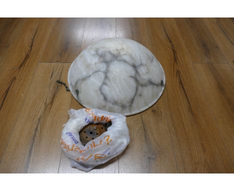 Domed marble ceiling light fitting with fixings, diameter 45 cm 