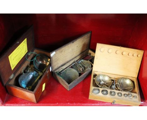 Small boxed set of W & T Avery balance scales, and two others