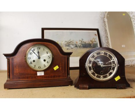 Inlaid mahogany mantel clock and Art Deco mantel clock