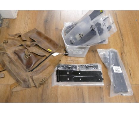300 mm black straight hook and band gate brackets and leather satchel