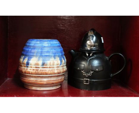 Carltonware glazed vase and novelty policeman teapot  