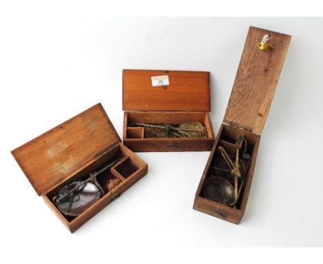Three small boxed sets of balance scales 