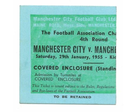 Manchester United v Manchester City FA Cup Ticket Manchester United ticket for the FA Cup tie against Manchester City 29th Ja
