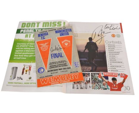 Manchester United Two Signed Programmes European Cup Final Programme 1968, signed by Alex Stepney and Roy Keane Testimonial P