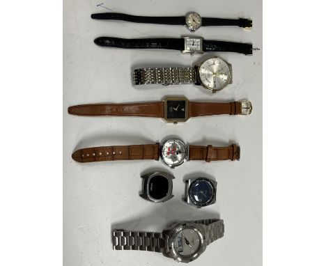 A collection of eight various watches to include a Poedagar gents fashion watch with faux diamond encrusted silvered dial, st