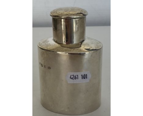 A Victorian silver tea caddy of plain oval form (by Edward John Haseler & Noble Haseler, Birmingham 1895) 10.5 cm high, 3.23 