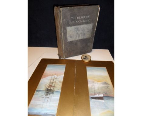 Polar Interest. SHACKLETON (E. H.), The Heart of the Antarctic, Heinemann 1909; together with an oval gilt-metal frame contai