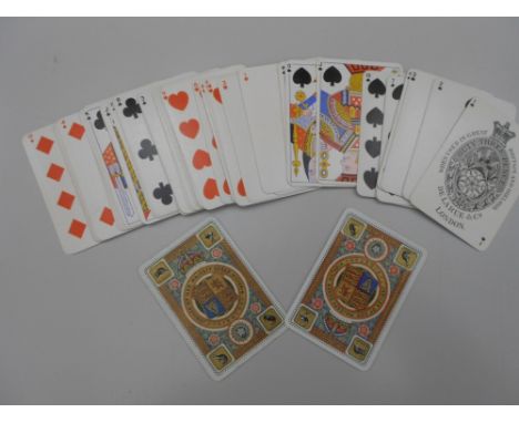 Card games, 19th century. Spanish playing cards circa 1830, four suits each with 12 cards, and one other earlier card; Victor